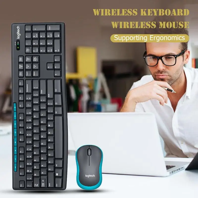 

Logitech MK275 USB Wireless Keyboard 1000 DPI Optical Ergonomic Mouse Combos Set for Desktop Laptop