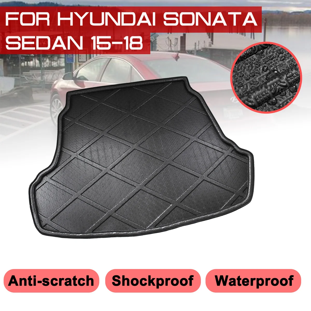 

Car Rear Trunk Boot Mat Waterproof Floor Mats Carpet For Hyundai Sonata Sedan 2015-2018 Anti Mud Tray Cargo Liner