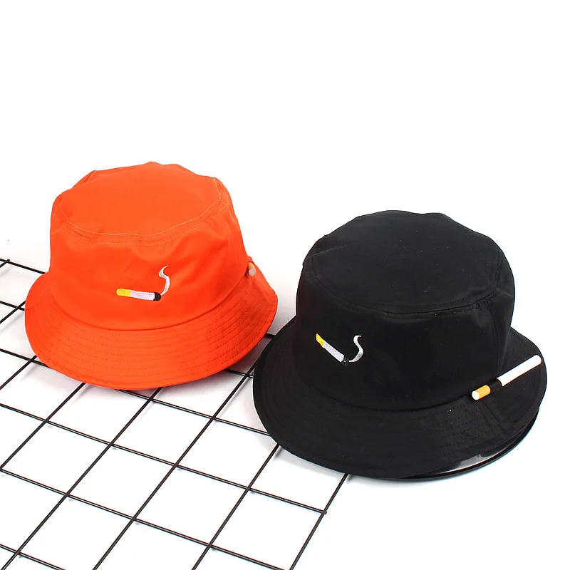 

Fashion New Men Women Cigarette Embroidery Bucket Hat Hip Hop Fishing Cap Adult Panama Bob Hat Summer Lovers Flat Hat Wholesale
