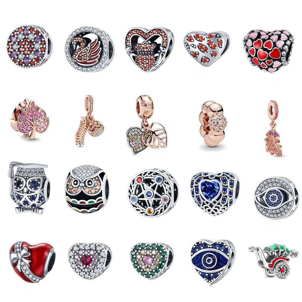 

New 925 Silver Dark Blue Heart-shaped Beads Pendant Suitable for Original Pandora Bracelets Homemade DIY Ladies Jewelry