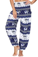 Women's Harem Hippie Yoga Pants,Casual Beach Pants,Floral Boho Lounge Beach Print Genie Aladdin Clothing