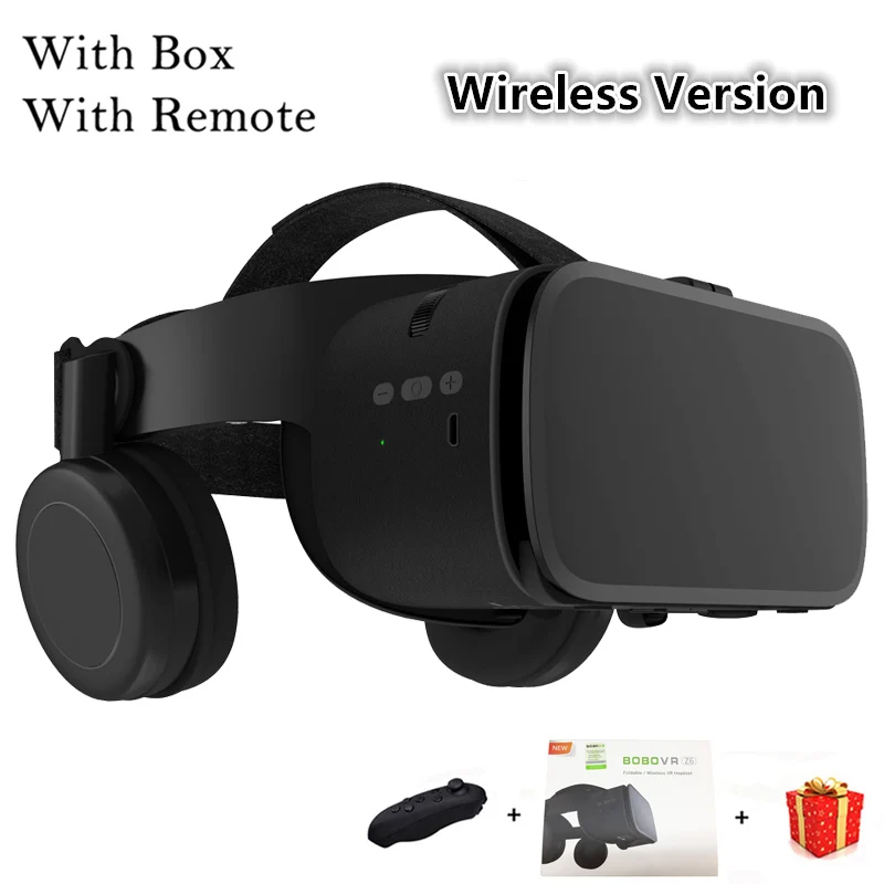With Box With Remote Bobo VR Bobovr Z6 Bluetooth 3 D шлем Viar 3D очки виртуальной реальности гарнитура шлем очки линзы видео для телефона смартфон - Цвет: With Box With Remote