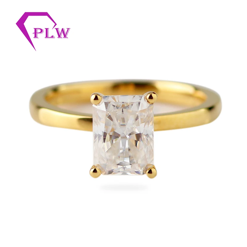 6*8 мм Сияющий граненый настоящий Муассанит DEF великолепное обручальное кольцо 14K