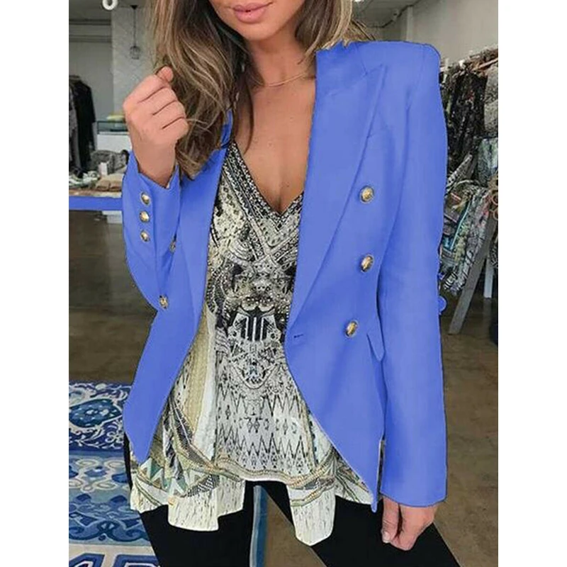 Элегантный женский Блейзер однотонные топы Осень Зима Офисная Женская верхняя