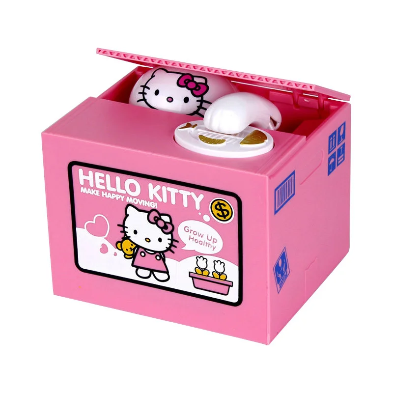 

Hellokitty Kawaii Piggy Steal Bank Anime Cartoon Electronic Eating Money Bank Stealing Money Cat Handmade Diy Material Kids Gift