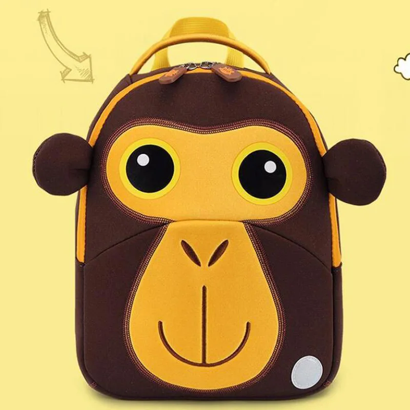 monkey New Fashion Children School Bags for Girls Boy 3D Elephant Design Student School Backpack Kids Bag Tourism Rucksack - Цвет: monkey