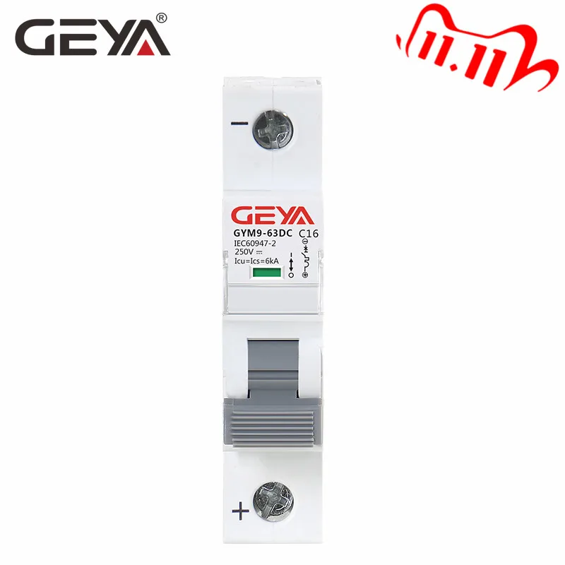 GEYA Din Rail DC MCB 6KA 1P 250V 6A 10A 16A 20A 25A 32A 40A 50A 63A Автоматический выключатель|Автоматические