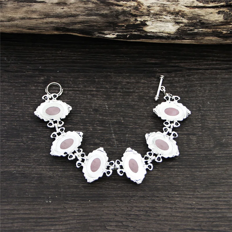 Винтажный Овальный цветочный кварцевый аметистовый браслет для женщин античное