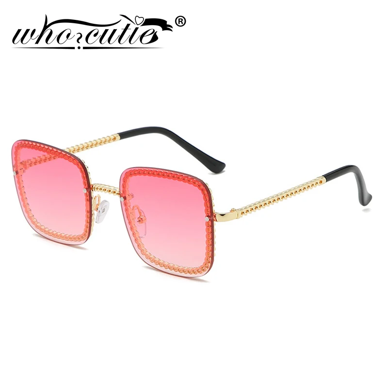 Солнцезащитные очки без оправы S017 женские винтажная квадратная оправа цепочка