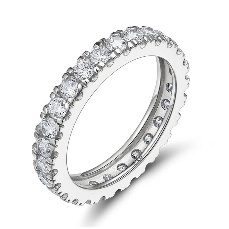 

Somen Female Wedding Bands 925 Sterling Silver Ring Engagement Rings For Women Shiny Full Cubic Zirconia Ring Anillos Mujer