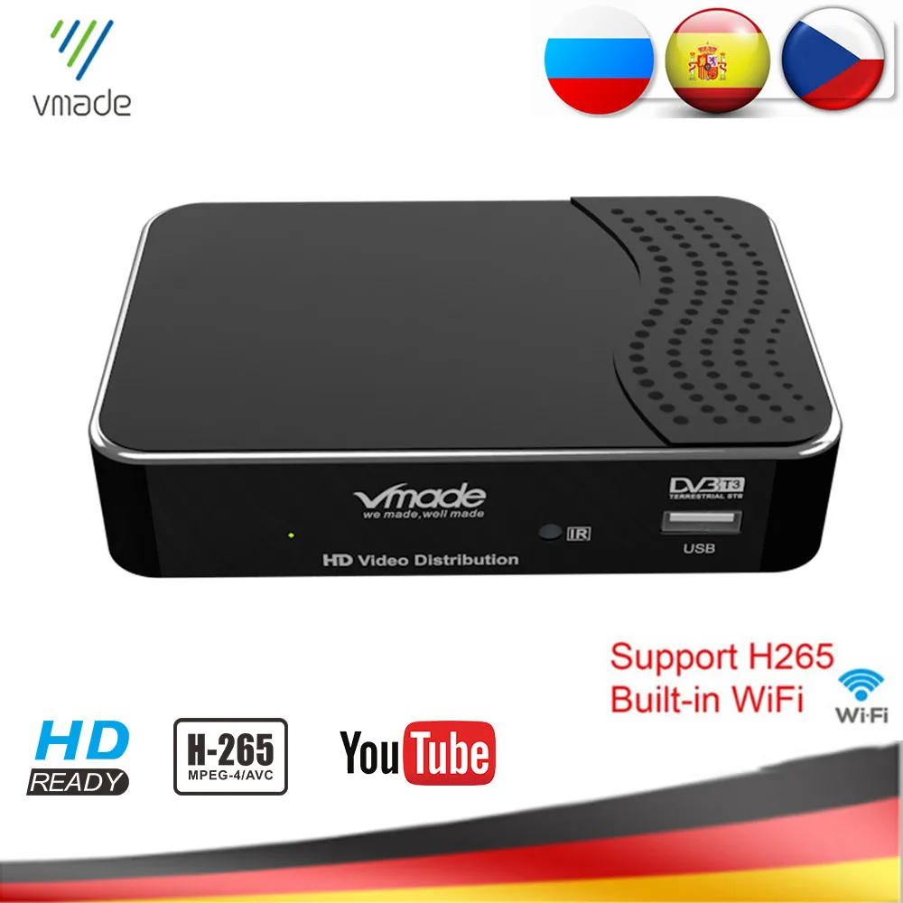 Цифровой спутниковый ресивер встроенный Wi Fi H.265/HEVC DVB T горячая Распродажа T2 MPEG 2/4