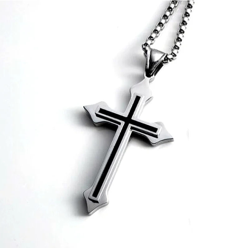 

Personalized Simple Titanium Steel Cross Choker Necklace Stainless Steel Jewelry Pendant Chain Necklace for Women Men Wholesale