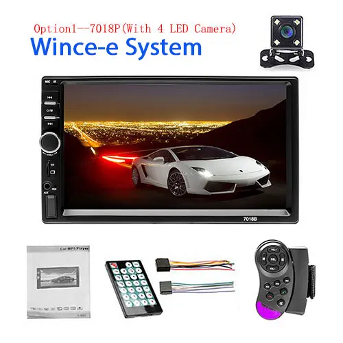 With 4 Led Camera Camecho 2din Автомагнитола " HD mirror link MP5 мультимедийный плеер 12 в Bluetooth Авторадио AUX/USB/FM стерео радио с задней камерой - Цвет: With 4 Led Camera