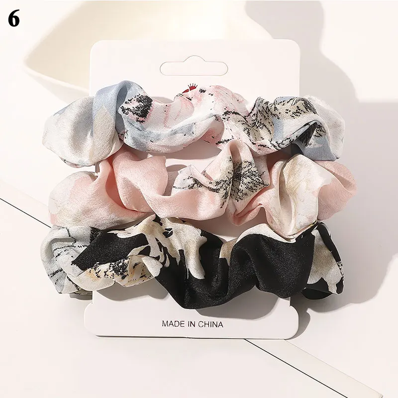 

3Pcs/Set Daisy Floral Printed Scrunchies Rubber Bands Hair Ties Elastic Hair Bands Sweet Fashion Women Hair Accessories Hot Sale