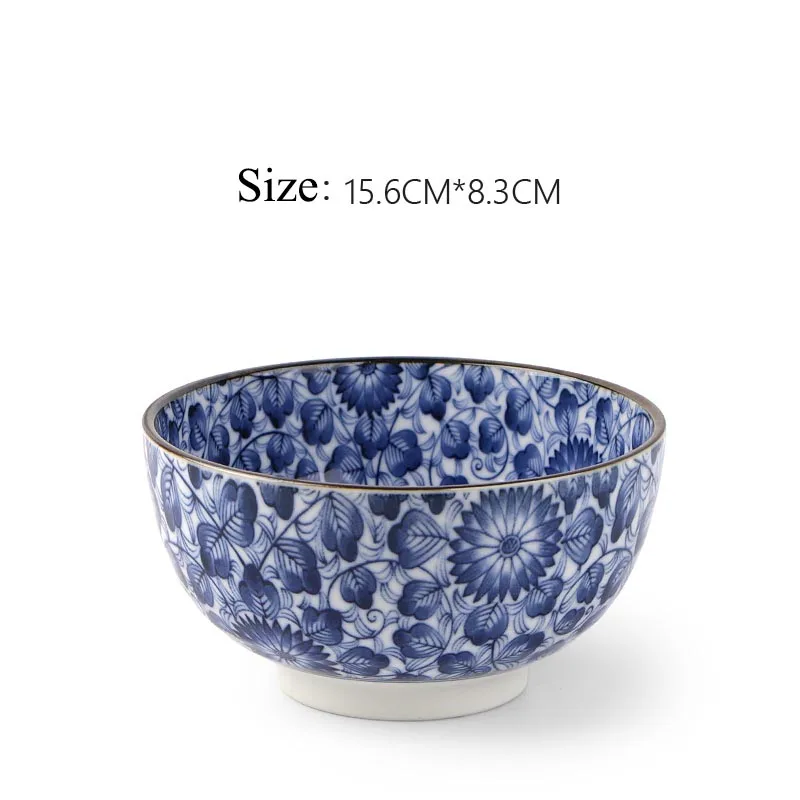Фарфоровая посуда 6 дюймов сине белая японская керамическая чаша для рамен и супа