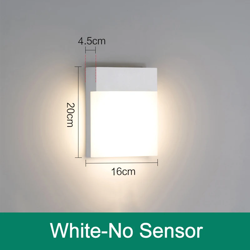 White-No Sensor 15 Вт настенный светильник, водонепроницаемый светильник для крыльца, современный светодиодный настенный светильник с датчиком движения PIR, уличный светильник для двора и сада AC90~ 260V ZBW0007 - Испускаемый цвет: White-No Sensor