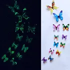 12 шт., светящиеся наклейки на стену в виде бабочек