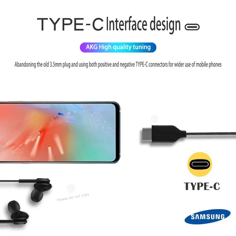 new samsung akg type c in ear earphones ig955 with mic wire headset for galaxy samsung s20 note10 huawei xiaomi smartphone free global shipping
