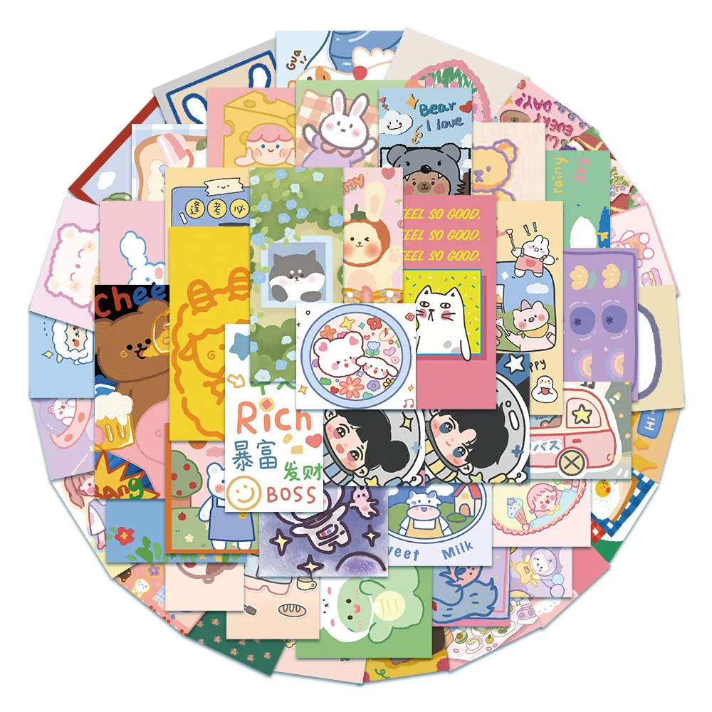 

10/30/50PCS Cute Cartoon Sticker Small Fresh Cartoon Cute Girl Heart Hand Account Diary Phone Notebook Decoration Wholesale