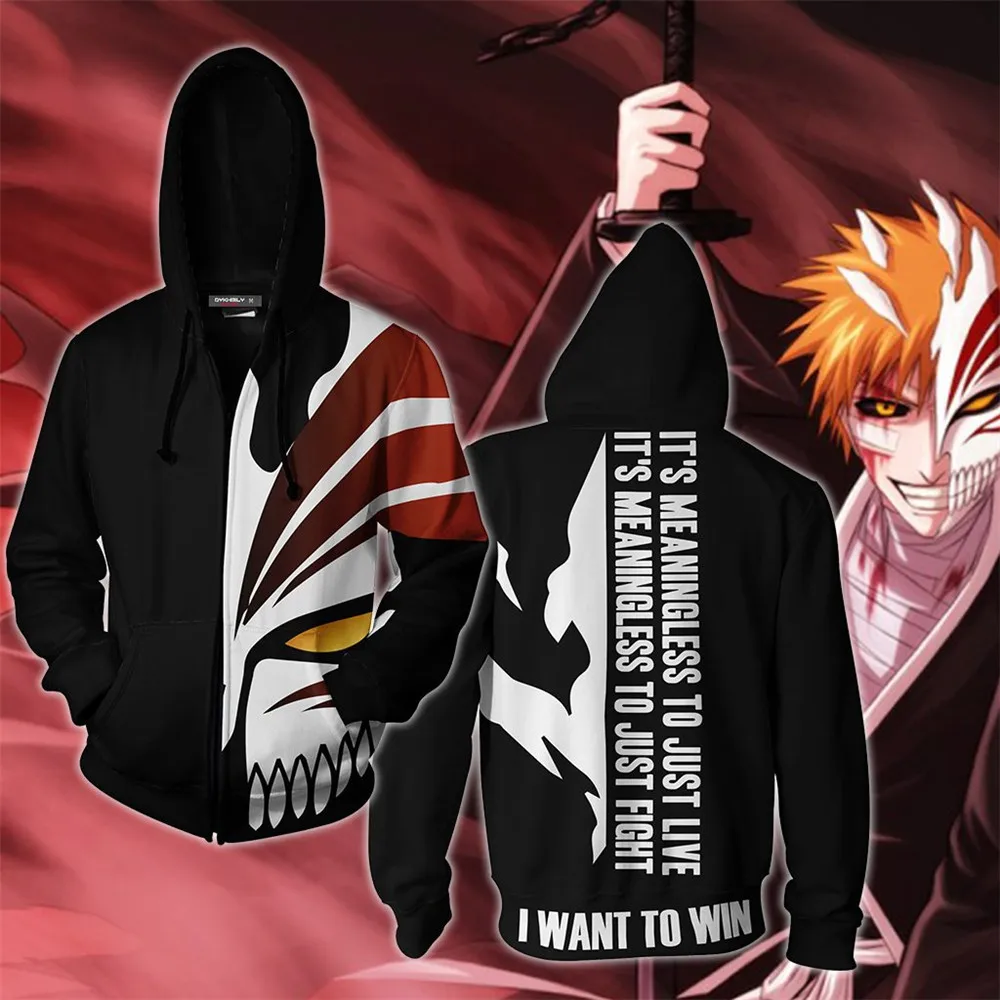 Аниме BLEACH Kurosaki Ichigo косплей костюм забавный Свитшот пуловер 3D мужские толстовки