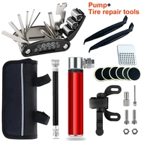 hand pump bicycle pump bike tire repair tools kit with portable pump bicycle tire air inflator schrader presta biketire tool set