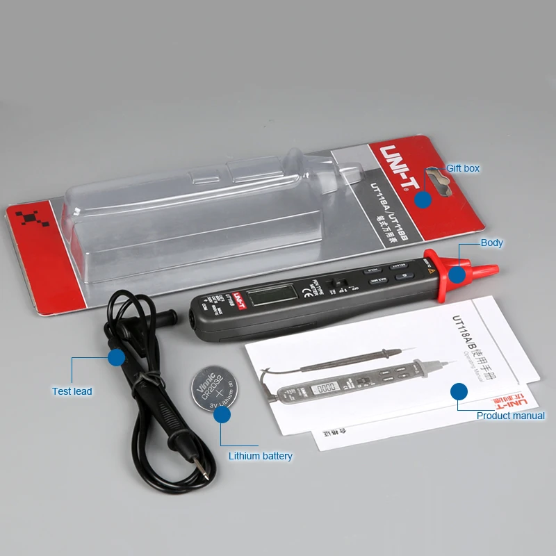 UT118B Pen Type Digital Multimeter Auto SCAN LCD backlight Non-Contact Voltage Detection 3000-Bit Counting Function AC/DC