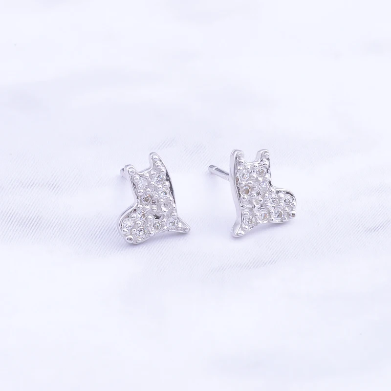 Серьги-гвоздики в форме щенка из кубического циркония 925 пробы серебра для женщин
