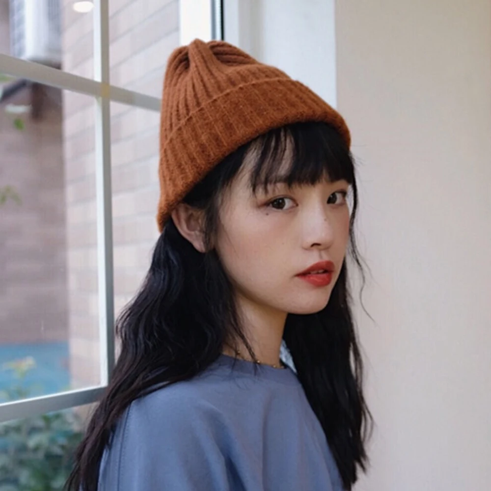 

2021 Winter Women's Hat Fashionable Beanie Knitted Cap Bonnet for Women Girl