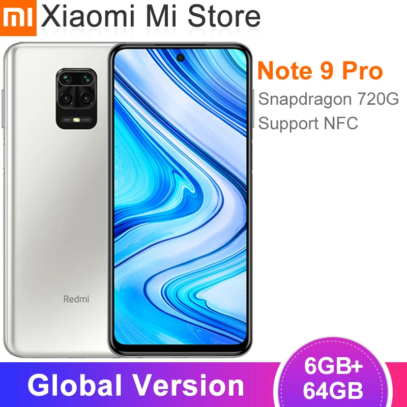 2020 глобальная версия Xiaomi Redmi Note 9 Pro 6 ГБ 64 Гб мобильный телефон Snapdragon 720 Octa Core 64MP Quad