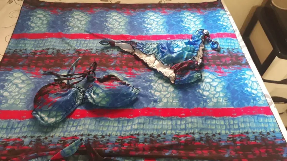 Женский купальник бикини из 3 предметов с градиентным принтом русалки Новый