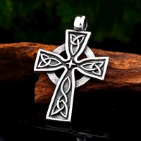cross shape pendant necklace mens necklace fashion metal sliding pendant viking knot pattern jewelry cross necklace accessories