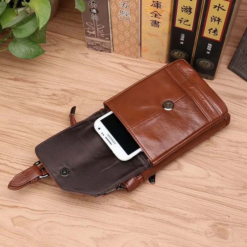 Забавная сумка для мобильного телефона из натуральной кожи мужчин маленькие