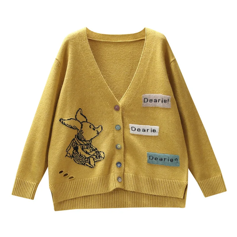 Женский вязаный свитер Свободный Повседневный Кардиган в стиле ретро с длинными