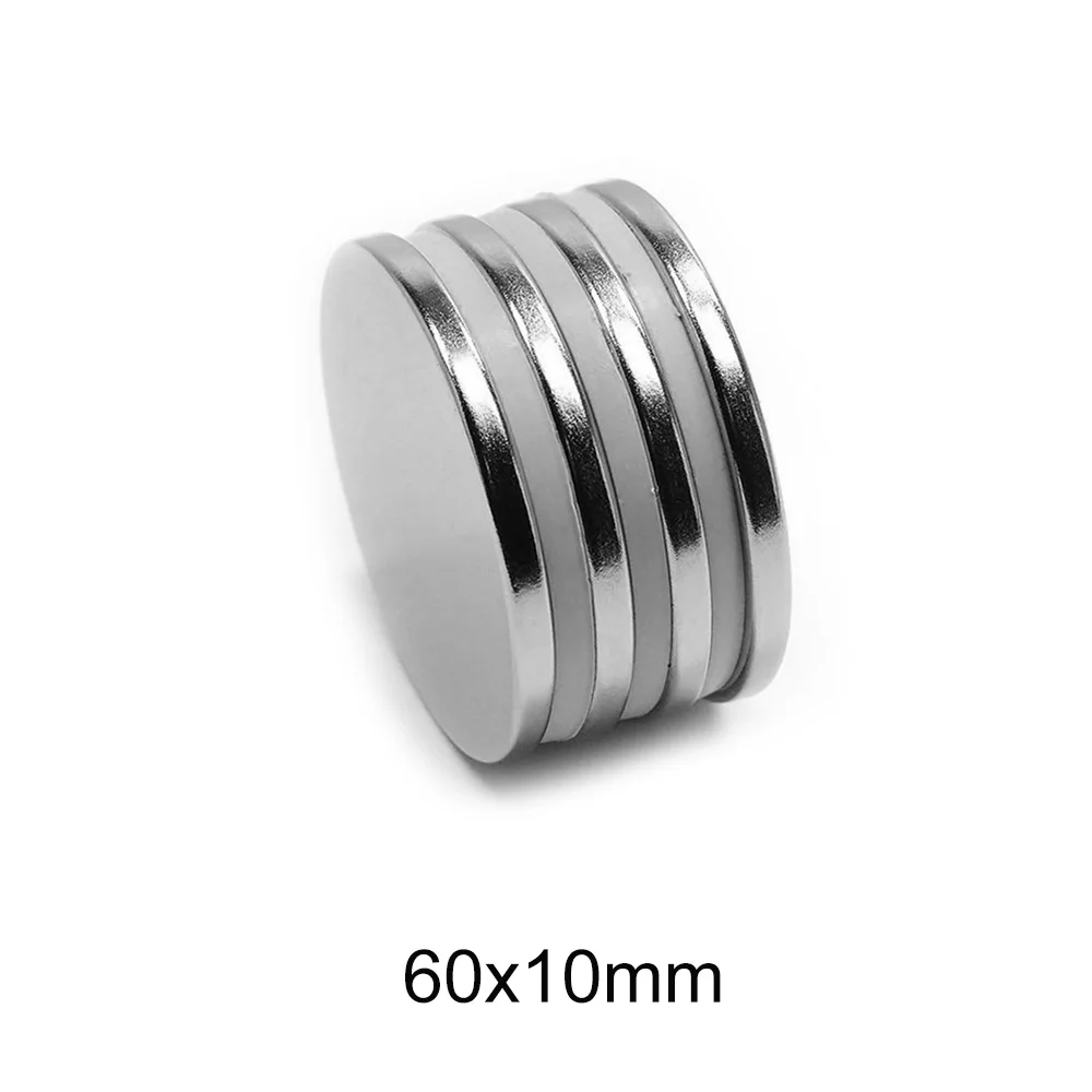 1/2PCS 60x10 Big Round Powerful Magnetic magnets 60mm X 10mm Neodymium Magnet Disc 60x10mm N35 Rare Earth Strong 60*10 | Обустройство