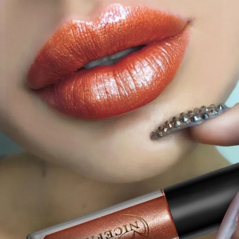 Алмазный металлический Жидкий блеск для губ Набор водонепроницаемый стойкий