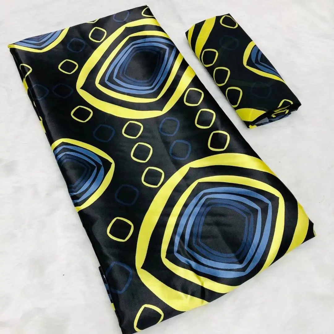 

Черный шелк Анкара восковая африканская ткань с принтом 4 + 2 ярда мягкое платье Сделай Сам материалы для нигерийской свадебной вечеринки ба...