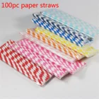 Полосатые Бумажные соломинки для питья, 100 шт., бумажные гибкие одноразовые соломинки для вечерние, одноразовая трубочка для питья Canudo De Papel