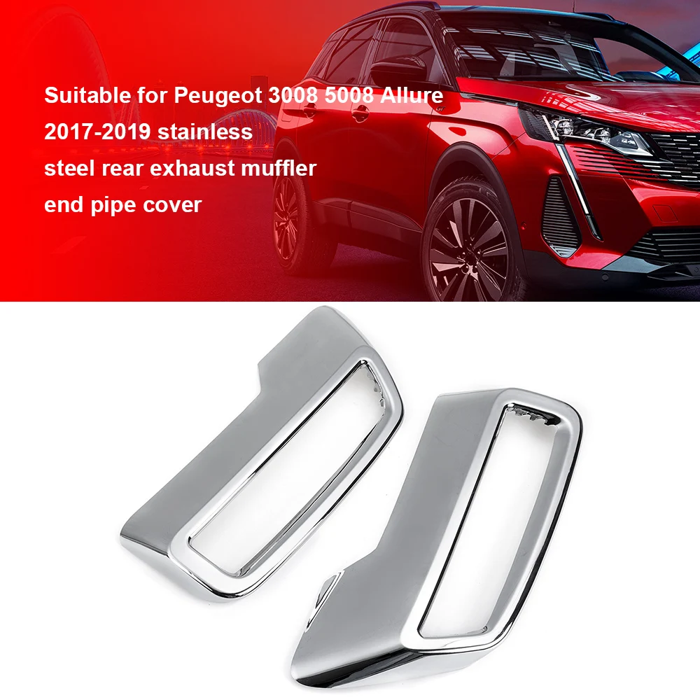 

2Pcs Car Rear Exhaust Pipe Tail Cover Exhaust Muffler End Pipe Covers Decoration Trim For Peugeot 3008 5008 Allure 2017-2019