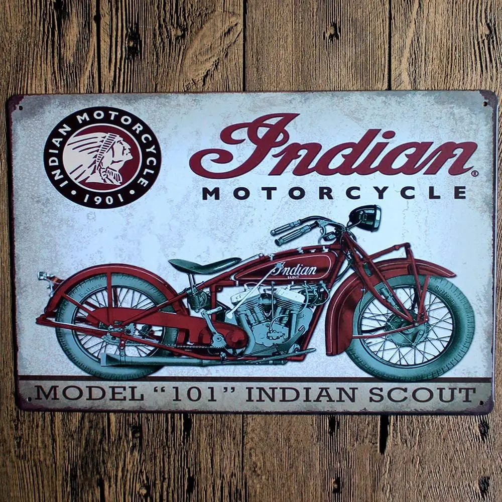 

Original Retro Design Motorcycles Tin Metal Signs Wall Art | Thick Tinplate Print Poster Wall Decoration for Garage