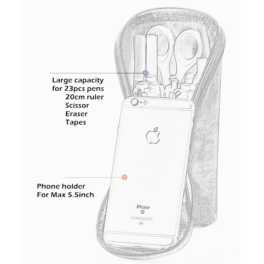 angoo golf style pen pencil bag case special color phone holder fabric storage pouch organizer for pens stationery school a6737 free global shipping