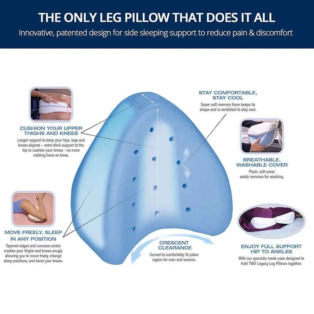 

Legs Knee Support Wedge Pillow Ventilation Air Hole Memory Foam REDUCE BACK, HIP, LEG, KNEE & SCIATICA NERVE DISCOMFORT