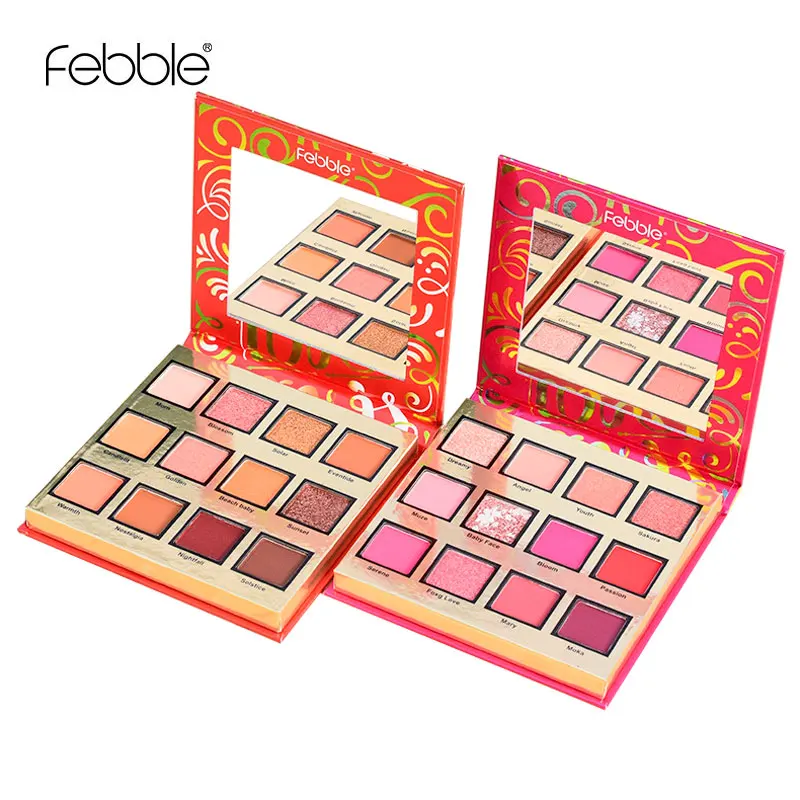 Тени для век febler 12 цветов с пигментированным матовым сатином блестящие тени