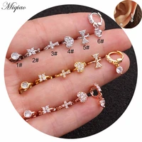 miqiao 2pcs new personality diamond heart shaped flower earrings exquisite body piercing jewelry