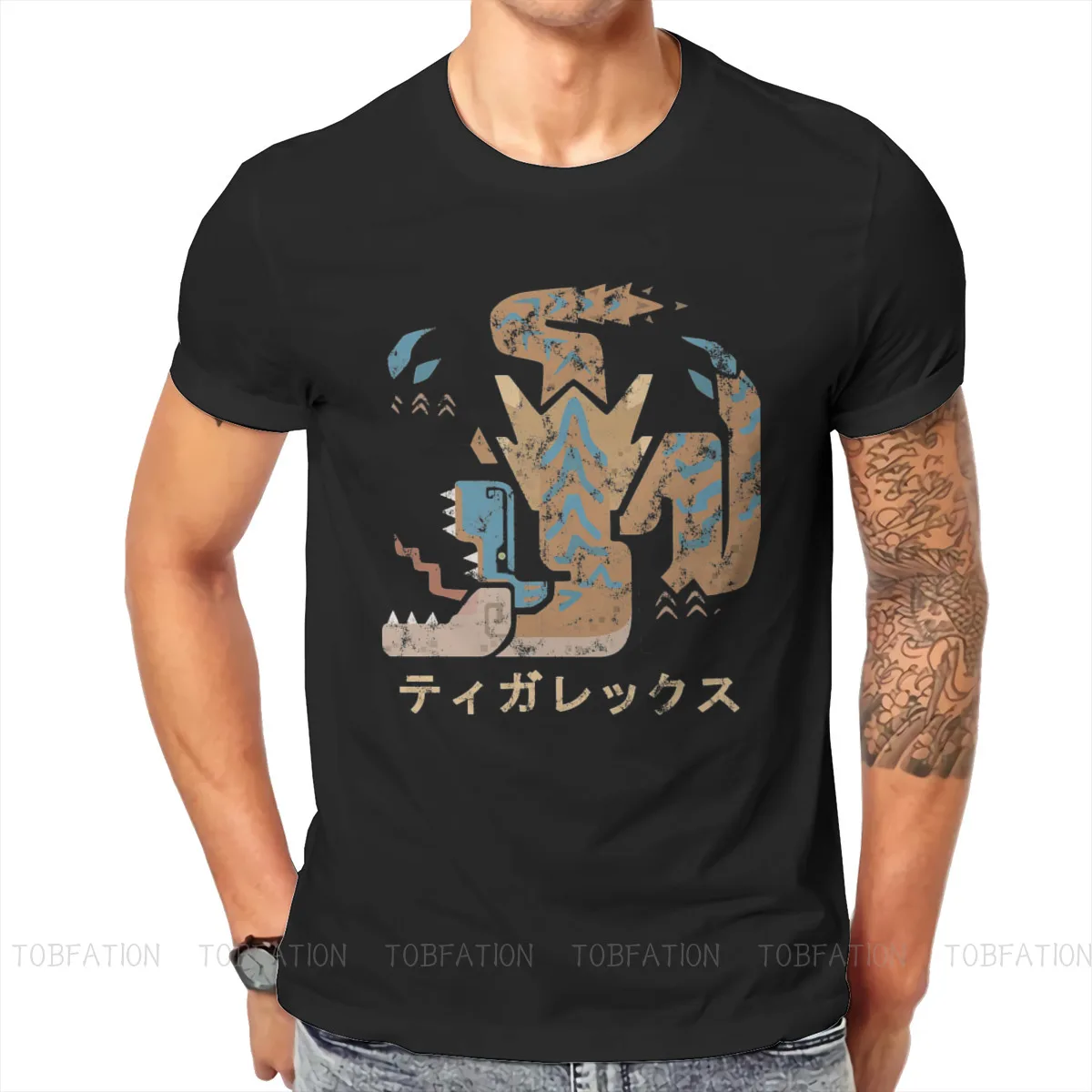 

Iceborne Tigrex Fashion TShirts Monster Hunter MH Yiankutku ARPG Game Male Harajuku Fabric Streetwear T Shirt O Neck Oversized