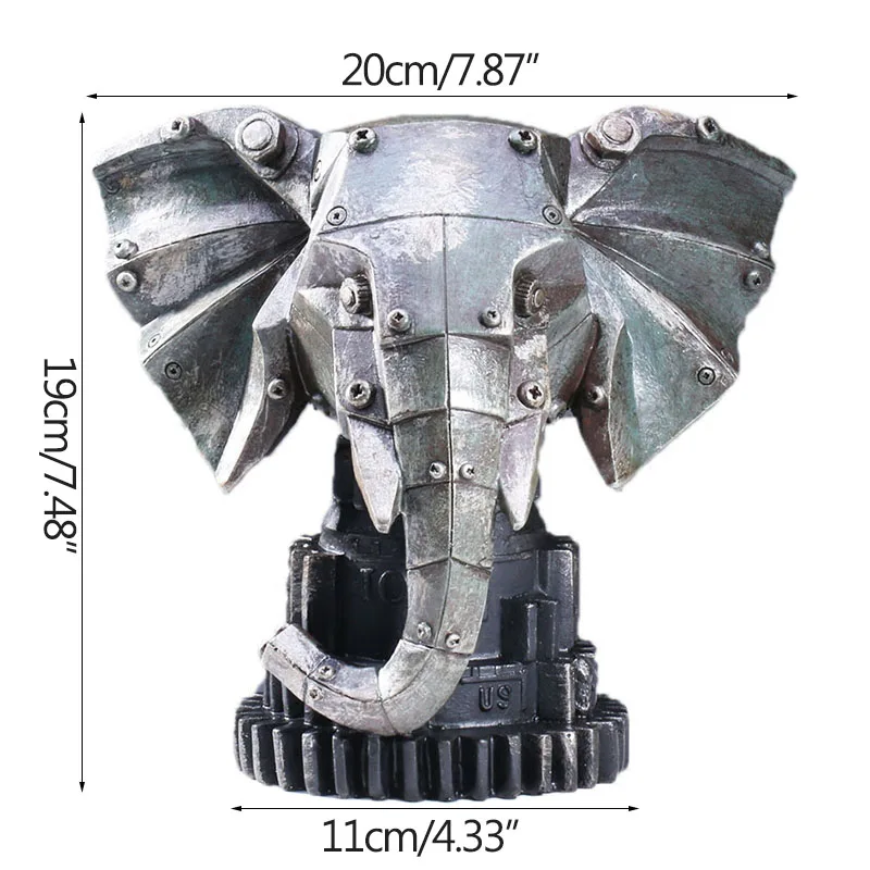 

Creative Machinery Industrial Wind Resin Animal Head Decoration Deer Elephant Wolf Culture Bar Model Props Crafts Home Ornaments