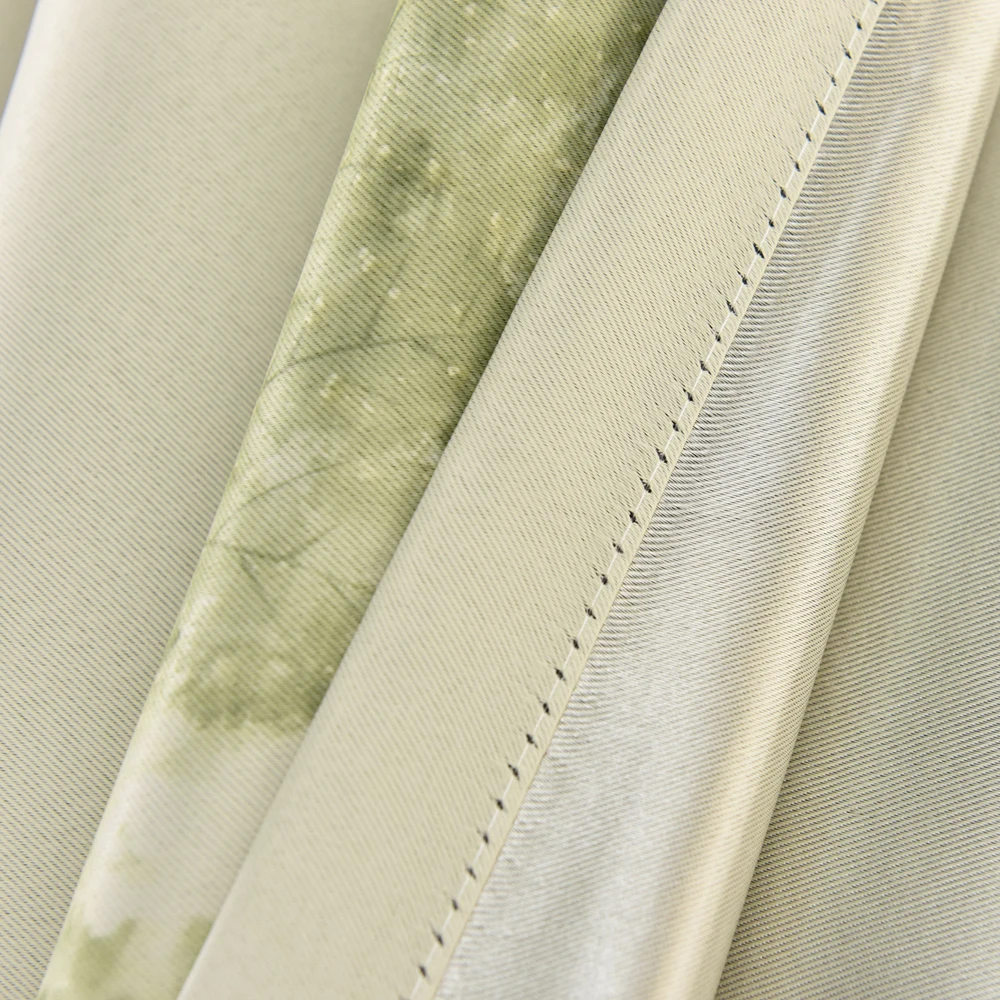 Короткие занавески с зелеными листьями лотоса W100xL200cm для детской комнаты