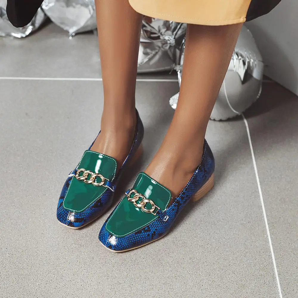 Women Shoes Snake Print Mixed colors Low Heels Woman Mary Jane Classics Ladies Autumn Square head Pumps Female Size 34-43 | Обувь