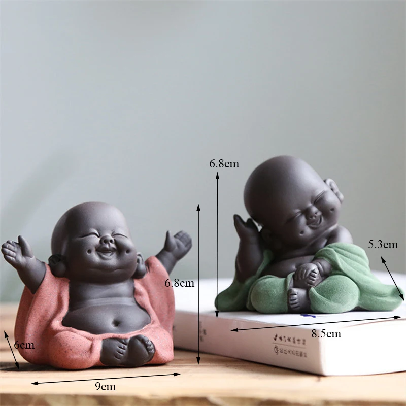 Фиолетовая глина прекрасный счастливый Майтрейя Будда статуя чай домашнее