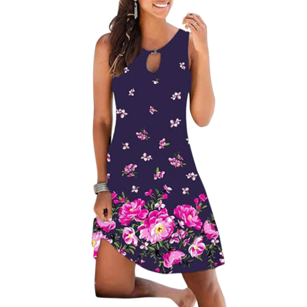 

Summer Tank Sexy Mini Elastic Waist Dress Women Boho O-Neck 3D Floral Print Dress Casual Sundress Ladies Tunic Robe Vestidos