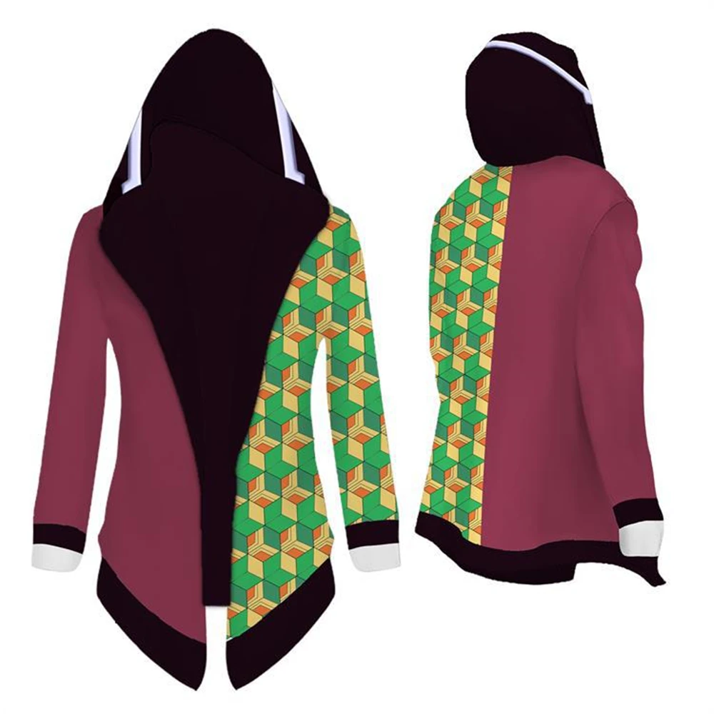 

Demon Slayer: Kimetsu No Yaiba Cosplay Jacket Trench Robe Cloak Costume Unisex Hooded Cape Coat Halloween Carnival